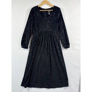 Brett Alixander Velour Dress Womens 10 Black Crushed Witchy 90s Grunge Goth Y2K